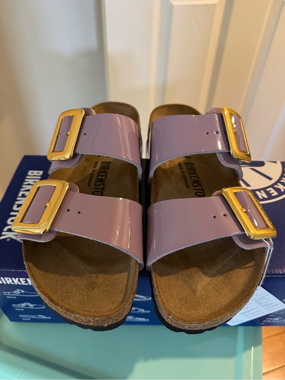 Birkenstock Arizona Big Buckle Sandals - Lavender with Gold Buckles -Size 37 - Picture 2 of 5